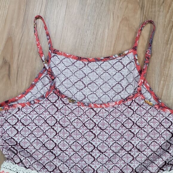 🔹️Altar'd State Red & Cream Sunwashed Boho Sleeveless Top Small - Picture 3 of 11